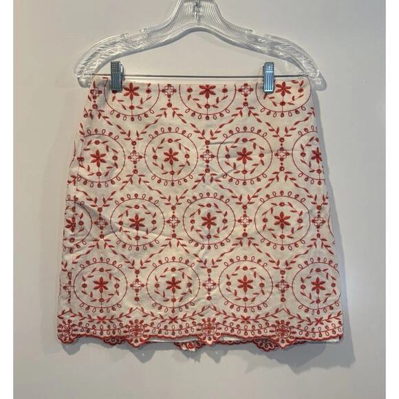 NWT Ann Taylor Loft Orange White Eyelet Lace Skirt‎ Womens Size 4 (601) - Picture 2 of 5